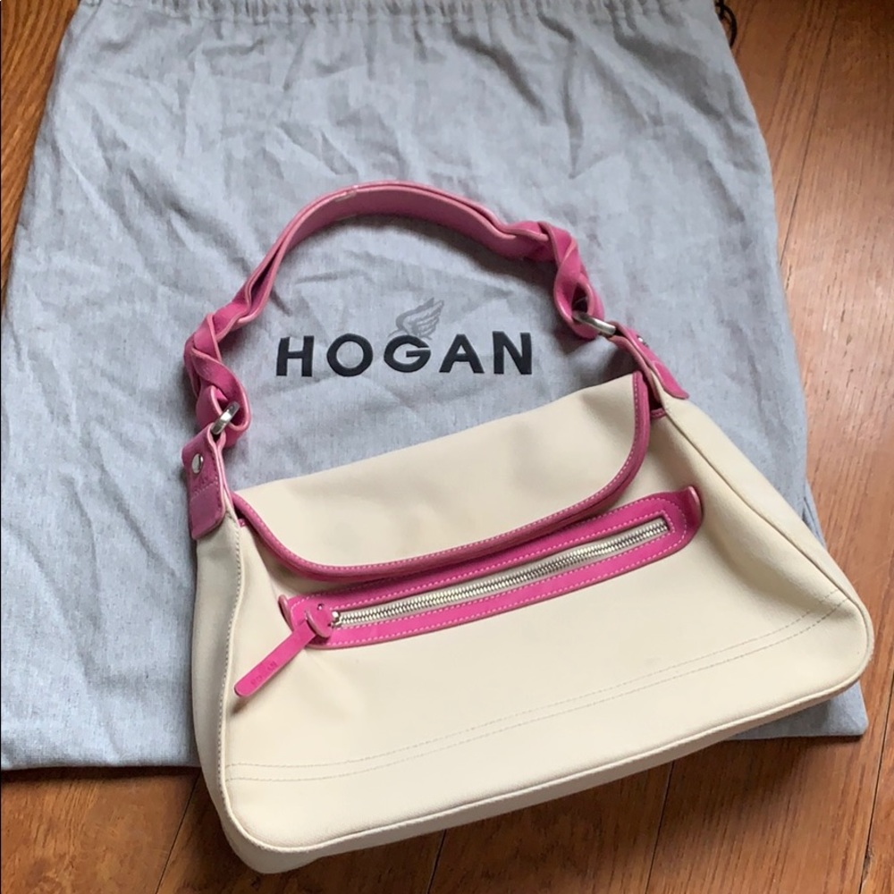 Hogan canvas and suede shoulder bag